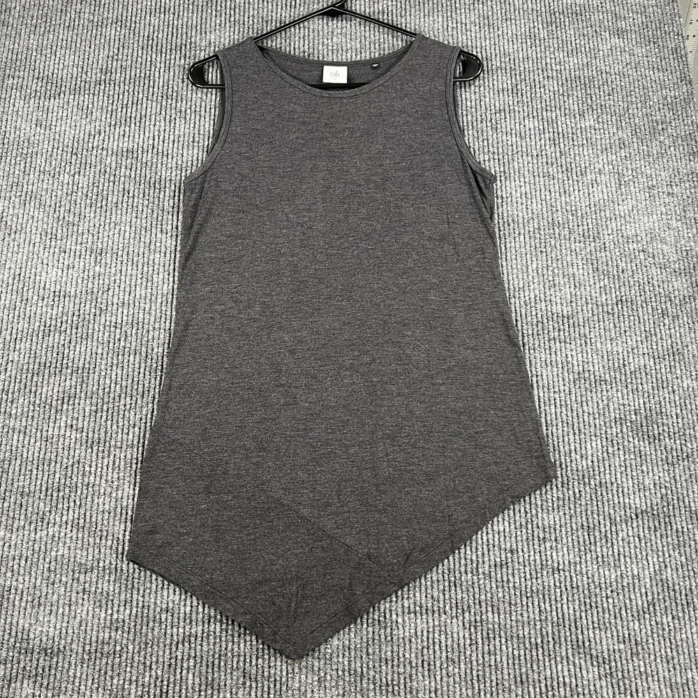 Cabi Tunic Top Womens XS Gray Asymmetric Hem Sleeveless Tank Shirt 100% Rayon